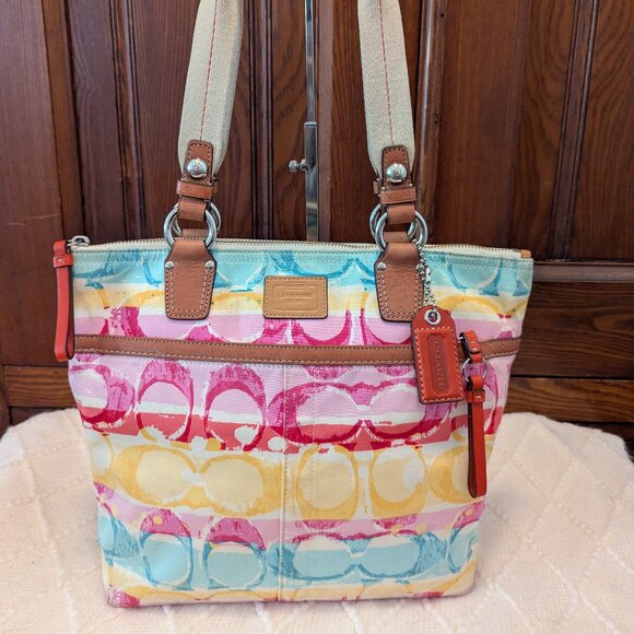 COACH WATERCOLOR HAMPTON WEEKEND SHOULDER BAG M0749-11756 HANDBAG - Picture 1 of 13